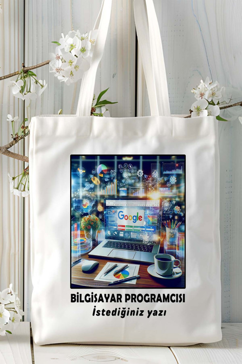 Art hedi̇ye bilgisayar programcısı Baskılı bez omuz çantası kişiye özel model 10