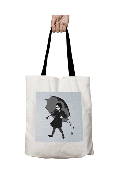 Art hedi̇ye Siyah Kulplu Wednesday Addams Umbrella Yıkanabilir Okul Omuz Çanta