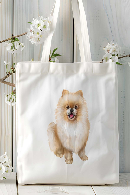 Art hedi̇ye pomeranian Köpek Baskılı Bez Çanta Omuz Çantası Kişiye Özel model 13