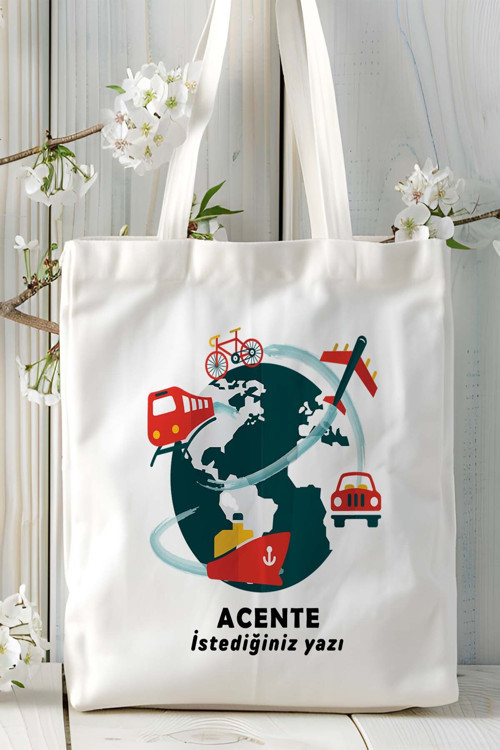 Art hedi̇ye acente Baskılı bez omuz çantası kişiye özel model 8