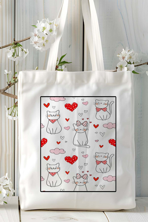Art hedi̇ye retro kedi Baskılı Omuz Çanta Kişiye Özel model 3