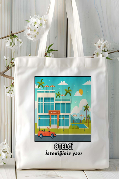 Art hedi̇ye otelci Baskılı bez omuz çantası kişiye özel model 13