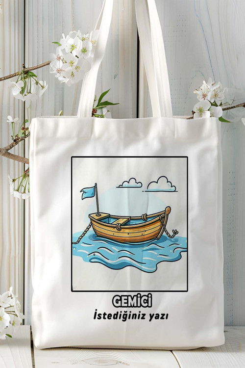Art hedi̇ye gemici Baskılı bez omuz çantası kişiye özel model 10