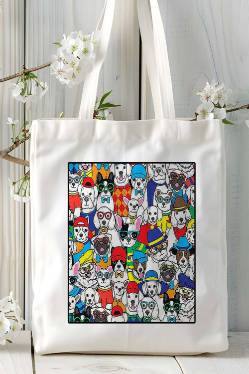 Art hedi̇ye retro Köpek Baskılı Omuz Çanta Kişiye Özel model 5