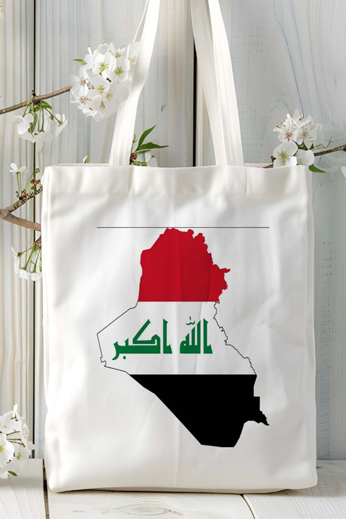 Art hedi̇ye ırak Iraq bayrak Baskılı Bez Çanta Omuz Çantası model