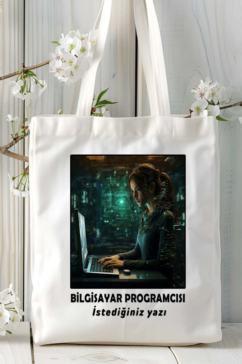 Art hedi̇ye bilgisayar programcısı Baskılı bez omuz çantası kişiye özel model 18