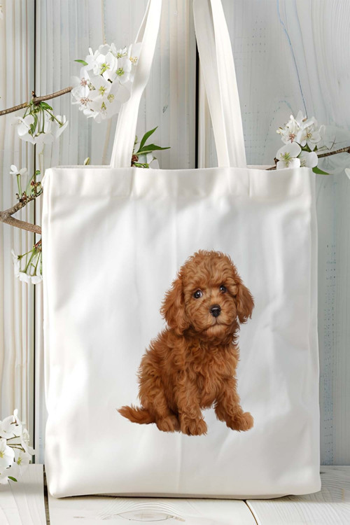 Art hedi̇ye poodle Köpek Baskılı Bez Çanta Omuz Çantası Kişiye Özel model 7