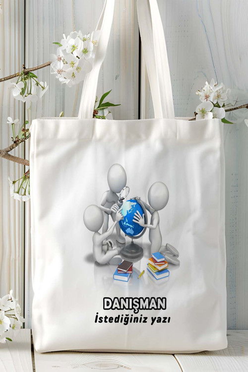 Art hedi̇ye danışman Baskılı bez omuz çantası kişiye özel model 7
