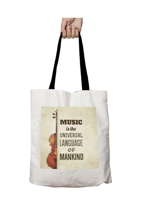 Art hedi̇ye Siyah Kulplu Music is The Unıversal Language Of Mankind Yıkanabilir Okul Omuz Çanta