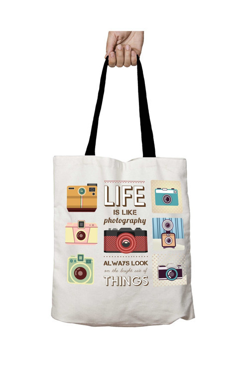 Art hedi̇ye Siyah Kulplu Life Is Like Photography Always Look Things Yıkanabilir Okul Omuz Çanta