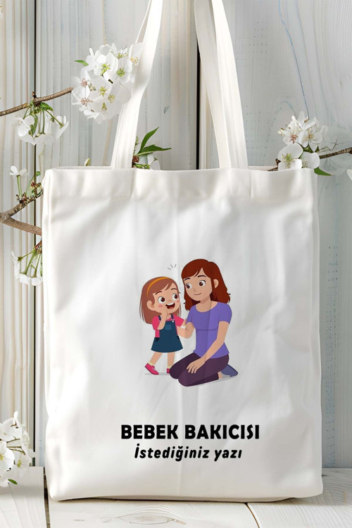 Art hedi̇ye bebek bakıcısı Baskılı bez omuz çantası kişiye özel model 34