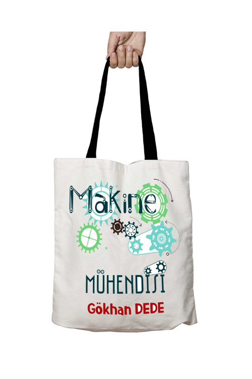 Art hedi̇ye Siyah Kulplu Kişiye Özel Makine Mühendisi Çark Yıkanabilir Okul Omuz Çanta