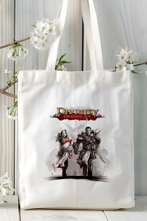 Art hedi̇ye divinity oyun Baskılı Çanta Çift Taraflı Baskı Kişiye Özel beyaz model 1