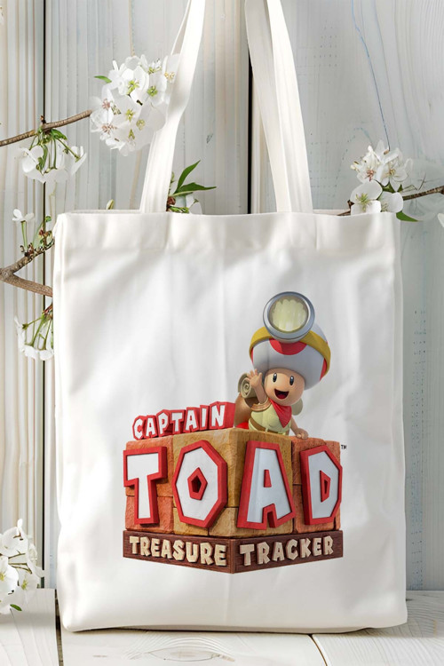 Art hedi̇ye Captain Toad oyun Baskılı Bez ÇAnta Çift Taraflı Baskı Kişiye Özel beyaz model 1
