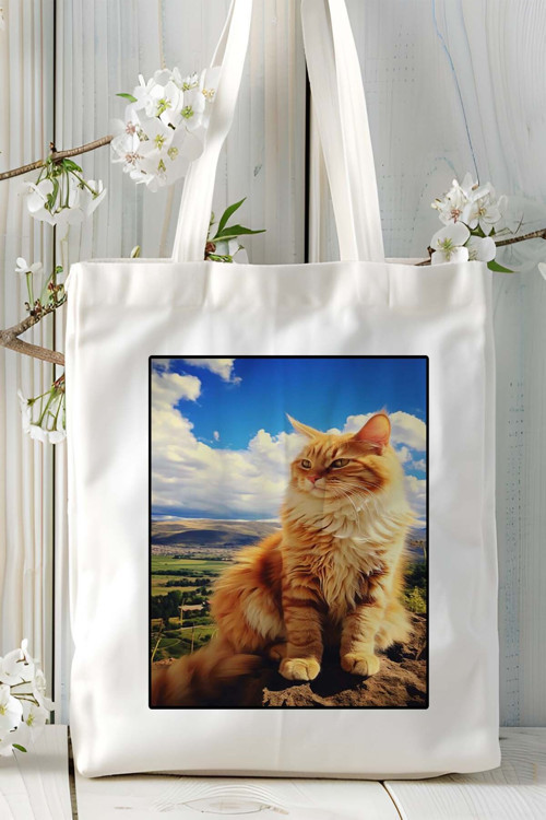 Art hedi̇ye Maine Coon kedi Baskılı Omuz Çanta Kişiye Özel model 9