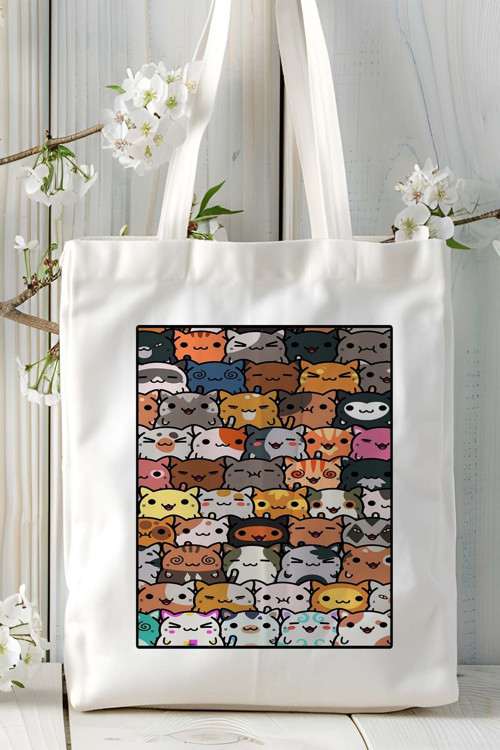 Art hedi̇ye retro kedi Baskılı Bez Çanta Omuz Çantası Kişiye Özel model 39
