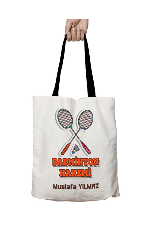 Art hedi̇ye Siyah Kulplu Kişiye Özel Badminton Hakemi Raket Yıkanabilir Okul Omuz Çanta