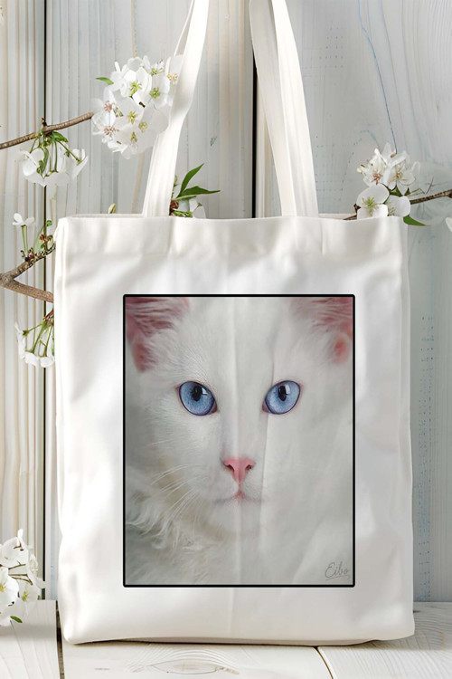 Art hedi̇ye ankara kedisi kedi Baskılı Omuz Çanta Kişiye Özel model 4