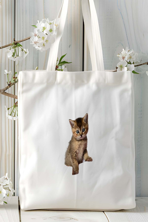 Art hedi̇ye Scottish Straight kedi Kişiye Özel Baskılı Bez Çanta Omuz Çantası desen 6