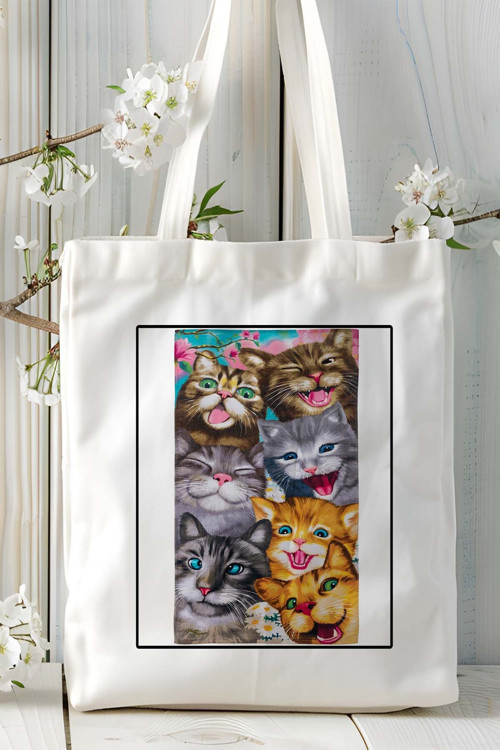 Art hedi̇ye retro kedi Baskılı Omuz Çanta Kişiye Özel model 8