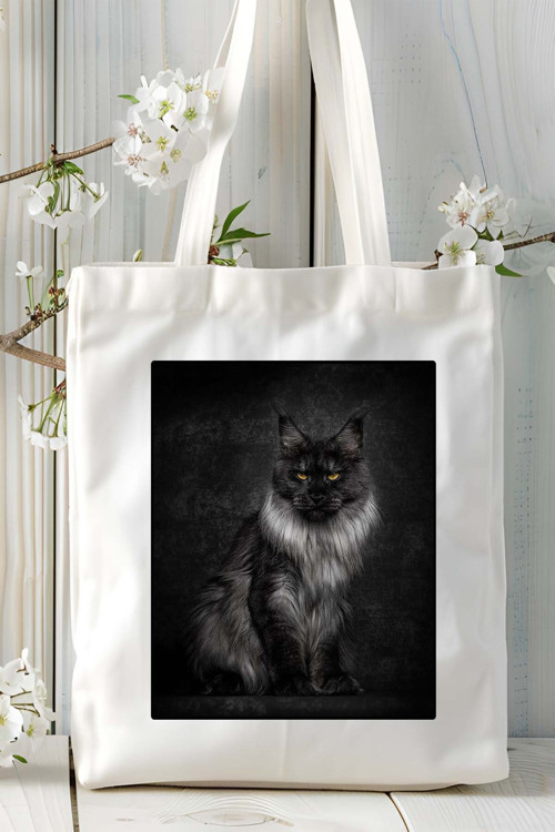 Art hedi̇ye Maine Coon kedi Baskılı Omuz Çanta Kişiye Özel model 3