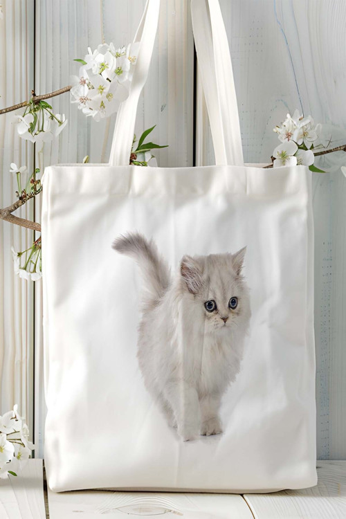 Art hedi̇ye Chinchilla kedisi kedi Kişiye Özel Baskılı Omuz Çanta desen 3