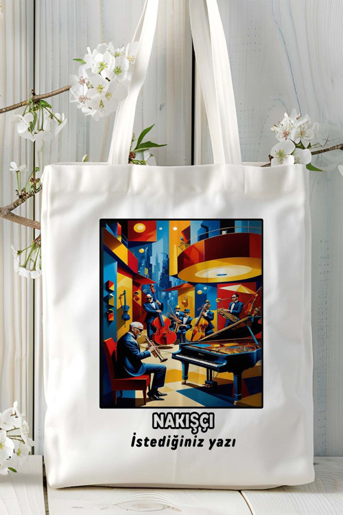 Art hedi̇ye nakışçı Baskılı bez omuz çantası kişiye özel model 3
