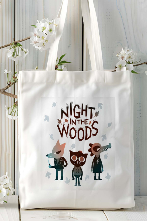 Art hedi̇ye Night In The Woods Oyun Baskılı Bez Çanta Omuz Çantası Kişiye Özel Beyaz Model 1