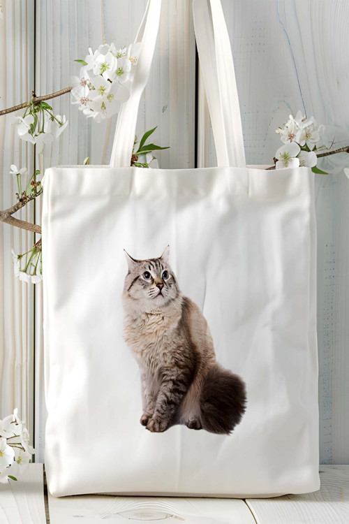 Art hedi̇ye Sibirya kedisi kedi Kişiye Özel Baskılı Omuz Çanta desen 2