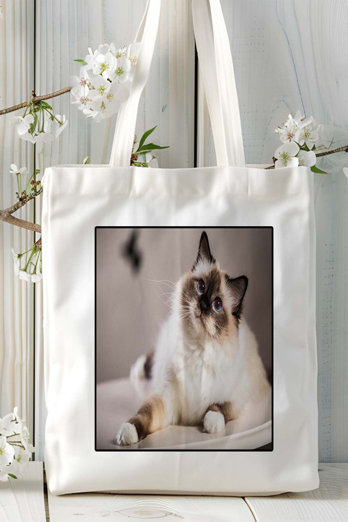 Art hedi̇ye birman kedisi kedi Baskılı Omuz Çanta Kişiye Özel model 5