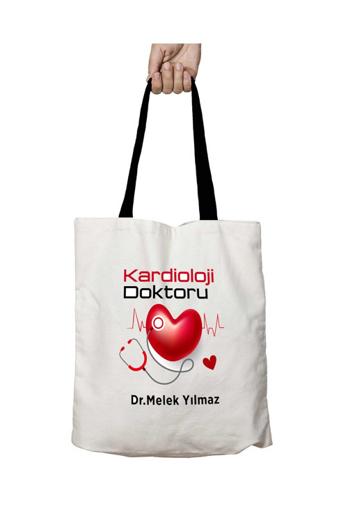 Art hedi̇ye Siyah Kulplu Kişiye Özel Kardioloji Doktoru Kalp Yıkanabilir Okul Omuz Çanta