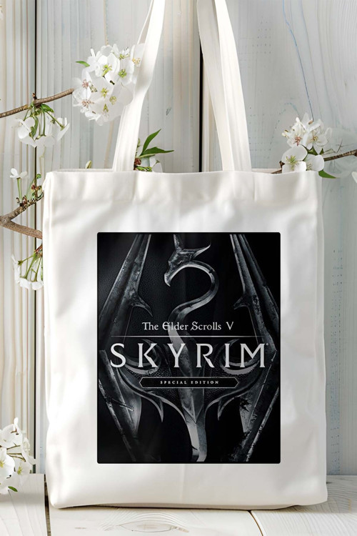 Art hedi̇ye The Elder Scrolls skyrim Oyun Baskılı Bez Çanta Omuz Çantası Kişiye Özel model 17