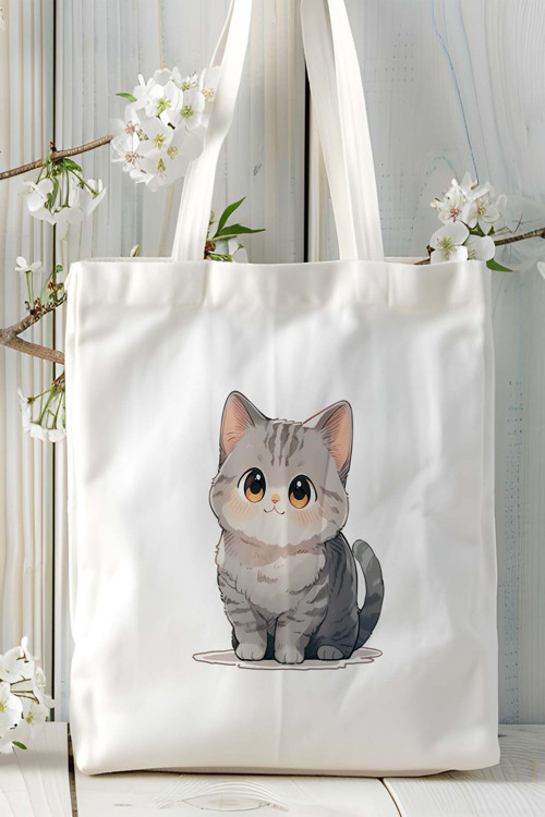 Art hedi̇ye British Shorthairt kedi Kişiye Özel Baskılı Bez Çanta Omuz Çantası desen 10