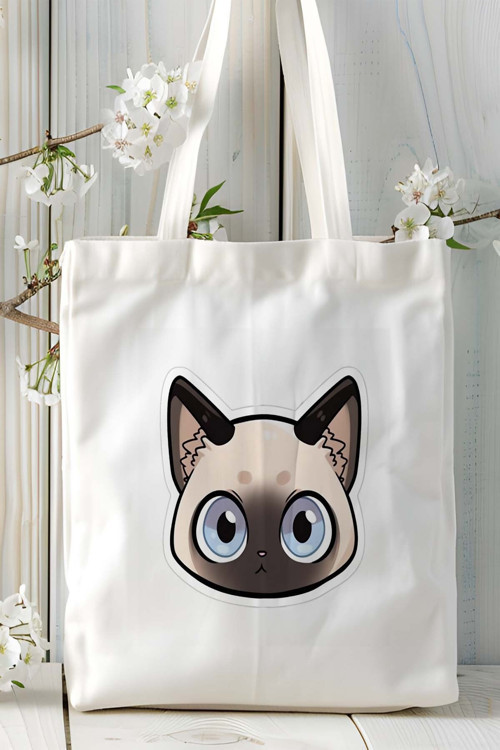 Art hedi̇ye Siyam kedi Kişiye Özel Baskılı Omuz Çanta desen 1