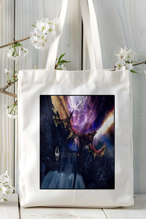 Art hedi̇ye The Elder Scrolls skyrim Oyun Baskılı Bez Çanta Omuz Çantası Kişiye Özel model 10