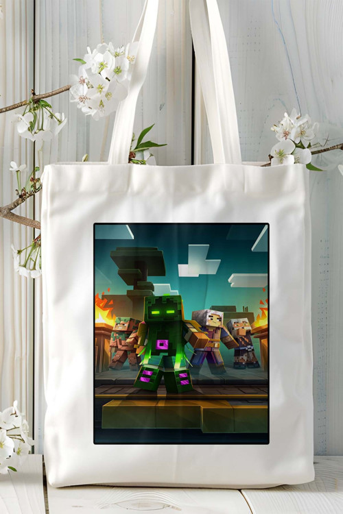 Art hedi̇ye Minecraft Oyun Baskılı Omuz Çanta Kişiye Özel model 5