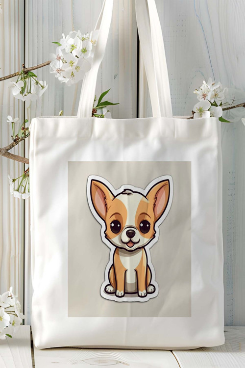 Art hedi̇ye Chihauhau Köpek Baskılı Omuz Çanta Kişiye Özel model 1