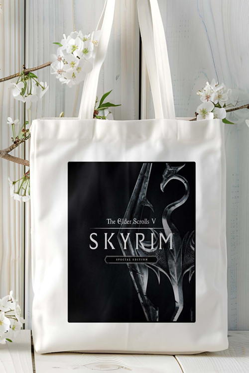 Art hedi̇ye The Elder Scrolls skyrim Oyun Baskılı Bez Çanta Omuz Çantası Kişiye Özel model 14