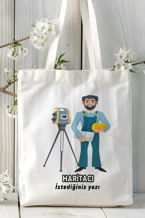 Art hedi̇ye haritacı Baskılı bez omuz çantası kişiye özel model 8
