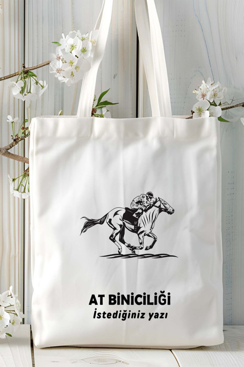 Art hedi̇ye at biniciliği atçılık at Baskılı bez omuz çantası kişiye özel model 18