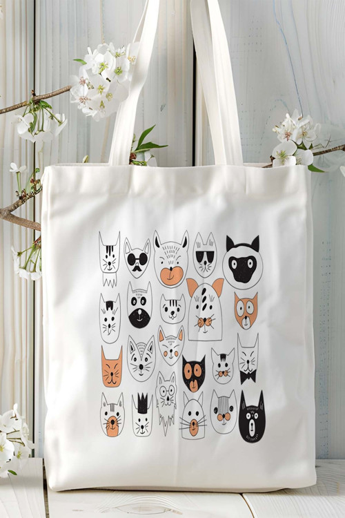 Art hedi̇ye kedi Kişiye Özel Baskılı Omuz Çanta desen 1