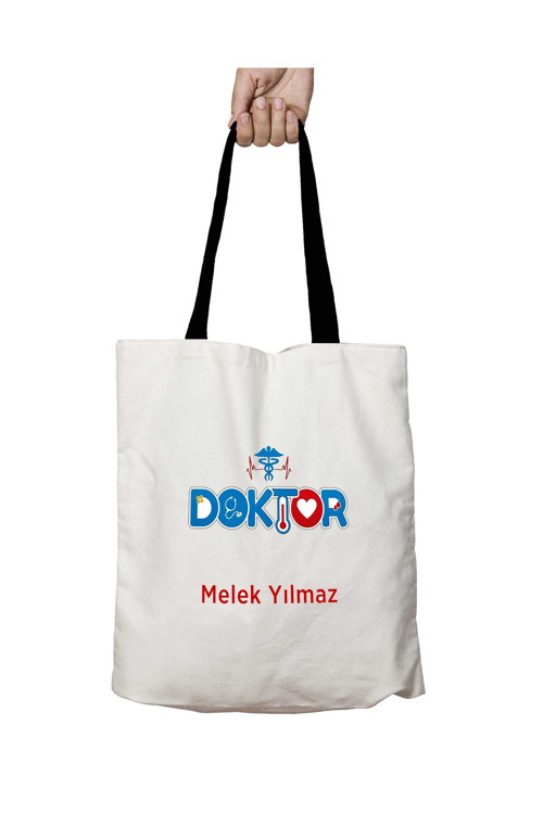 Art hedi̇ye Siyah Kulplu Kişiye Özel Tıp Doktor Yıkanabilir Okul Omuz Çanta