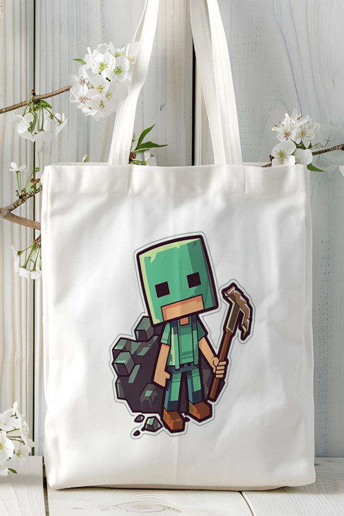 Art hedi̇ye Minecraft Oyun Baskılı Bez Çanta Omuz Çantası model 11