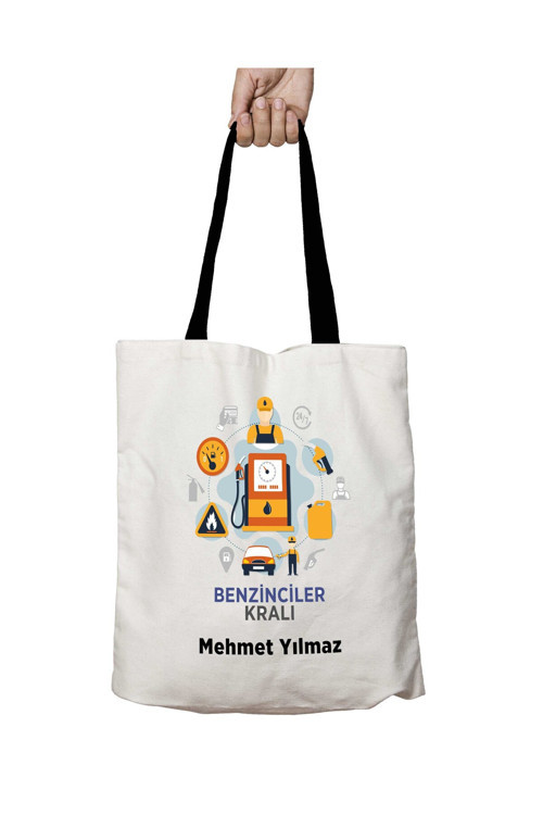 Art hedi̇ye Siyah Kulplu Kişiye Özel Benzinci Pompacı Yıkanabilir Okul Omuz Çanta