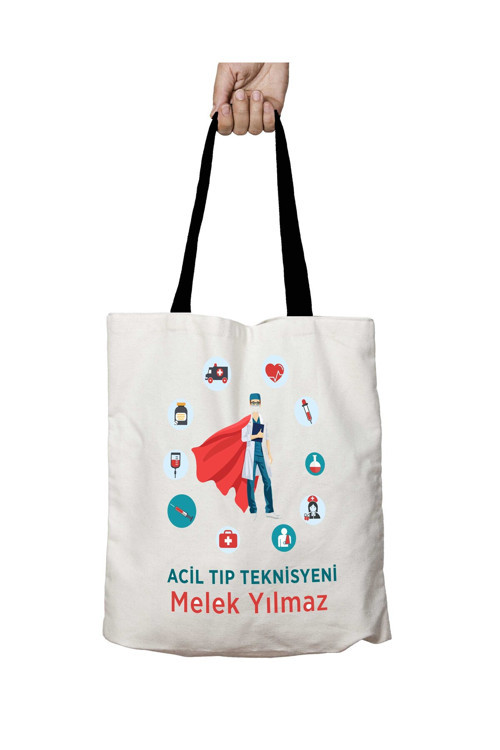 Art hedi̇ye Siyah Kulplu Kişiye Özel Erkek Acil Tıp Teknisyeni Yıkanabilir Okul Omuz Çanta