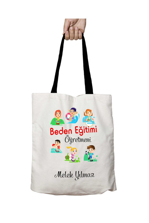Art hedi̇ye Siyah Kulplu Kişiye Özel Beden Eğitimi Öğretmeni Hrkt Yıkanabilir Okul Omuz Çanta
