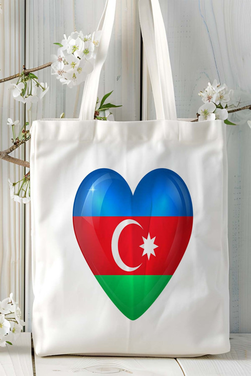 Art hedi̇ye Azerbaijan azerbaycan bayrak Baskılı Bez Çanta Omuz Çantası model