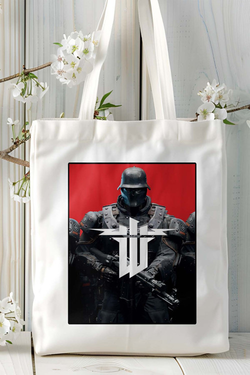 Art hedi̇ye Wolfenstein Oyun Baskılı Bez Çanta Omuz Çantası Kişiye Özel model 2