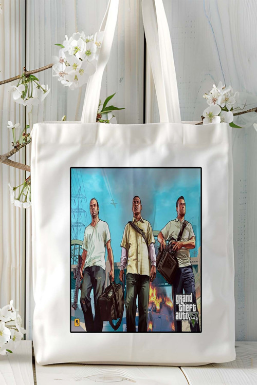 Art hedi̇ye Grand Theft Auto gta Oyun Baskılı Bez Çanta Omuz Çantası Kişiye Özel model 11