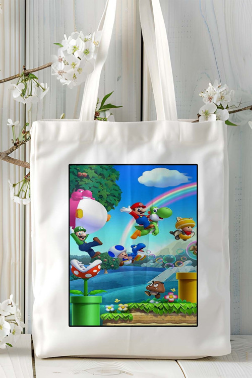 Art hedi̇ye Super Mario Oyun Baskılı Bez Çanta Omuz Çantası Kişiye Özel model 6